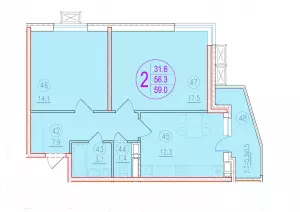 2-х комнатная квартира 59 ЖК «Лайм»