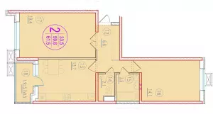 2-х комнатная квартира 61.5 ЖК «Лайм»