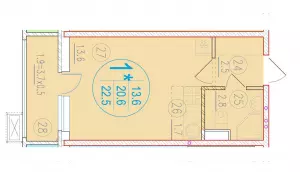 1-комнатная квартира 22.5 ЖК «Лайм»