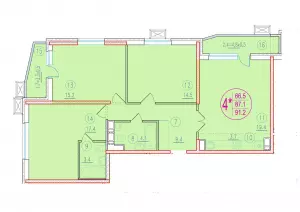 4-х комнатная квартира 91.2 ЖК «Лайм»