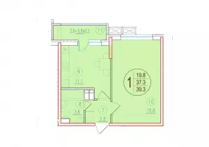 1-комнатная квартира 39.3 ЖК «Лайм»
