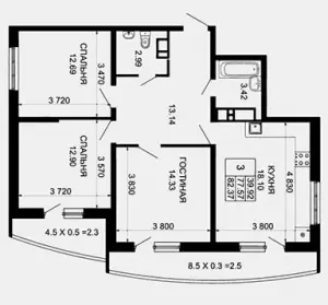 3-х комнатная квартира