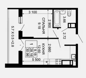 1-комнатная квартира