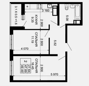 2-х комнатная квартира