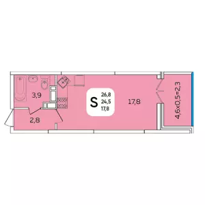 Квартира-студия 26.8 м² в ЖК «Любимово»
