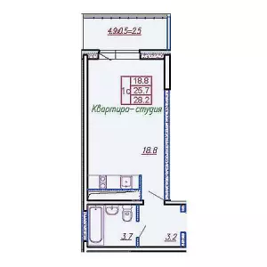 Квартира-студия 28.2 ЖК «Маршал»