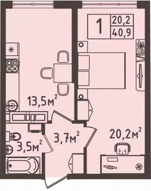 1-комнатная квартира