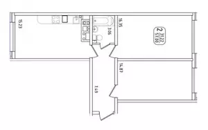 2-х комнатная квартира 57 ЖК «Мега Победа»