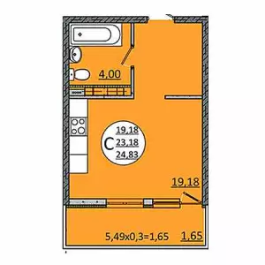 Квартира-студия 24.83 ЖК «На Магистральной»