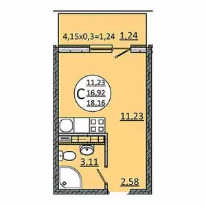 Квартира-студия 18.16 м² в ЖК «На Магистральной»