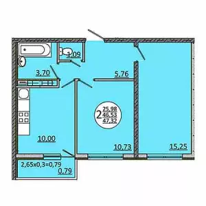 2-х комнатная квартира 47.32 м² в ЖК «На Магистральной»