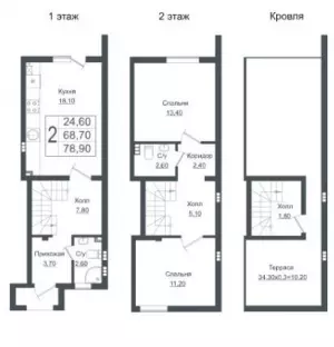 2-х комнатная квартира 87.5 м² в ЖК «Немецкая деревня»