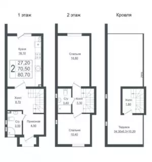 2-х комнатная квартира 89.7 м² в ЖК «Немецкая деревня»