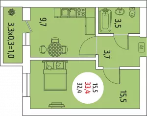 1-комнатная квартира