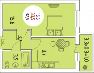 1-комнатная квартира