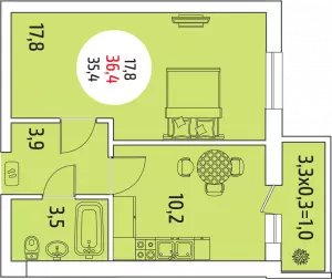 1-комнатная квартира