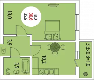 1-комнатная квартира