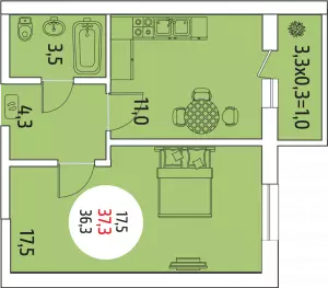 1-комнатная квартира