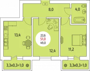 2-х комнатная квартира