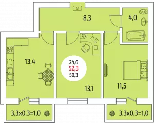 2-х комнатная квартира