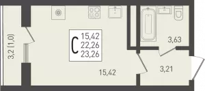 Квартира-студия 23.26 ЖК «Огурцы»