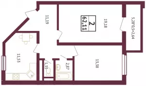 2-х комнатная квартира 62.1 ЖК «Олимп»
