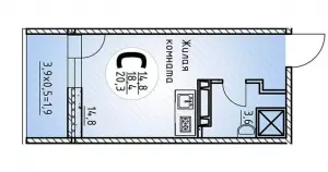 Квартира-студия 20.3 м² в ЖК «Олимпийский»