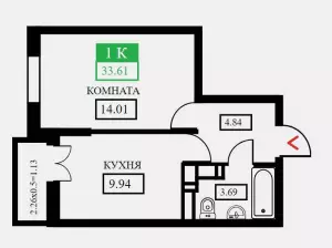 1-комнатная квартира