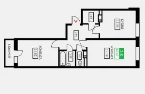 2-х комнатная квартира 65.1 м² в ЖК «Открытие»