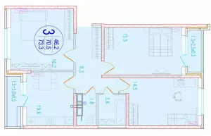 3-х комнатная квартира 73 ЖК «Перспектива»