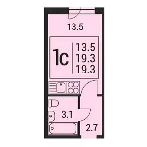 Квартира-студия 19.3 м² в ЖК «Победный»