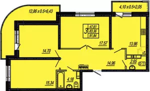 3-х комнатная квартира 91.84 ЖК «Поющие Фонтаны»