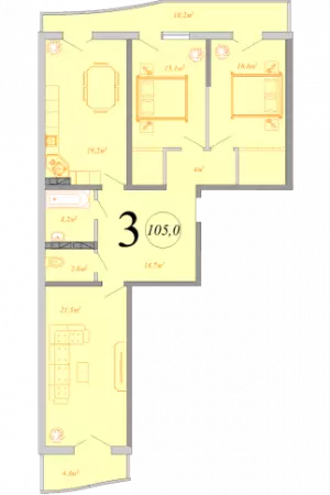 3-х комнатная квартира 105 м² в ЖК «Радонеж»