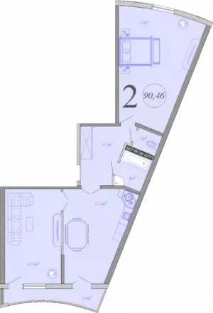 2-х комнатная квартира 90.46 ЖК «Радонеж»