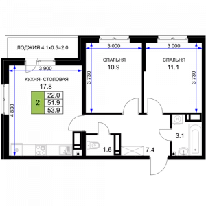 2-х комнатная квартира