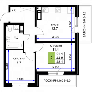 2-х комнатная квартира