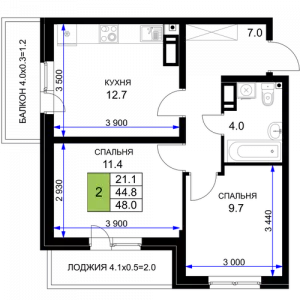 2-х комнатная квартира