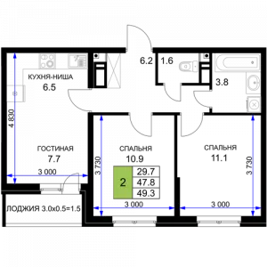 2-х комнатная квартира