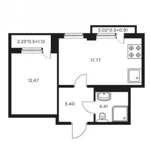 1-комнатная квартира 45.3 м² в Neo-квартал «Красная Площадь»