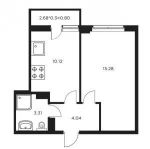 1-комнатная квартира 35.4 м² в Neo-квартал «Красная Площадь»