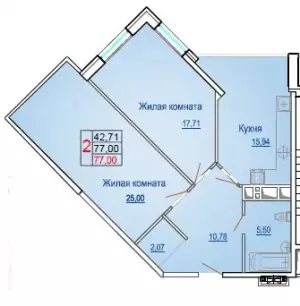 2-х комнатная квартира 77 м² в ЖК «Сегодня»