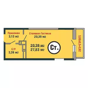 Квартира-студия 27.83 ЖК «Семейный Парк»