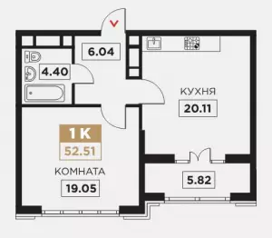 1-комнатная квартира