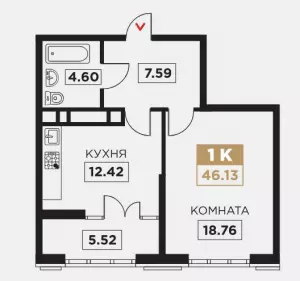 1-комнатная квартира