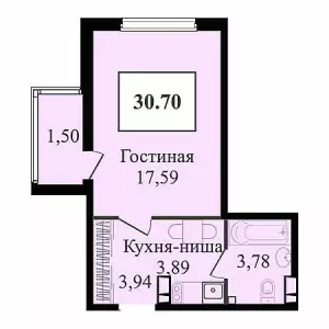 Квартира-студия 30.7 ЖК «Сказка град»