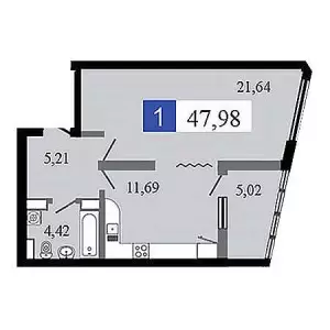 1-комнатная квартира 47.98 ЖК «Сказка град»