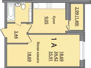 1-комнатная квартира