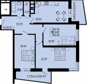 3-х комнатная квартира