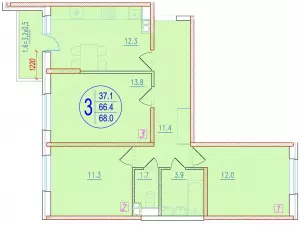 3-х комнатная квартира 68 ЖК «Спортивная деревня 2»