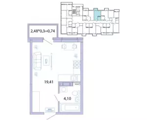 Квартира-студия 19.4 м² в ЖК «Светлоград»